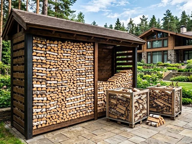 Выгрузка в дровник с раскладкой рядами в Октябрьском
